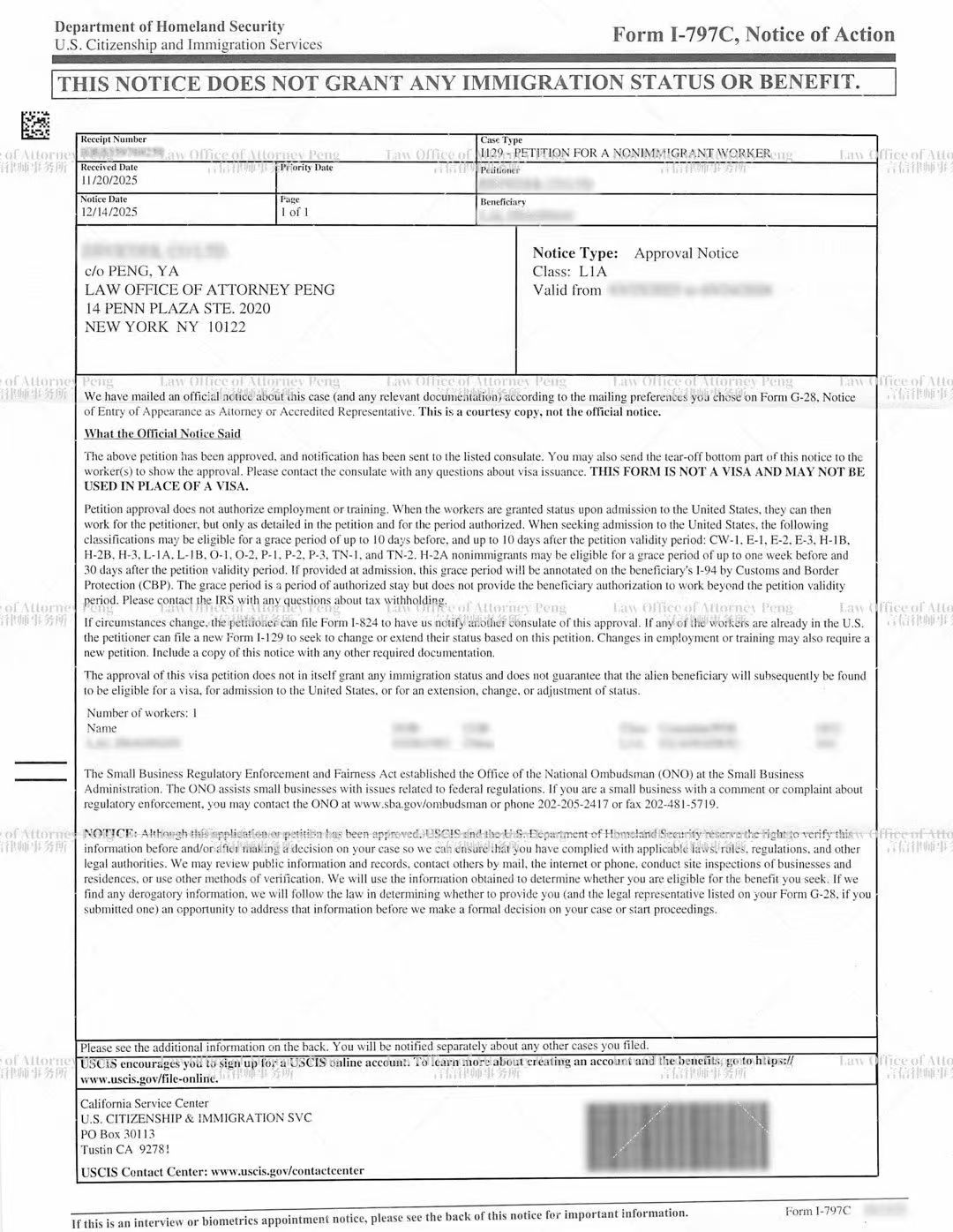L-1A I-797C Page 2